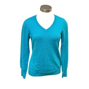 Enzo Mantovani Cashmere Sweater V-Neck Teal Blue Sz. M